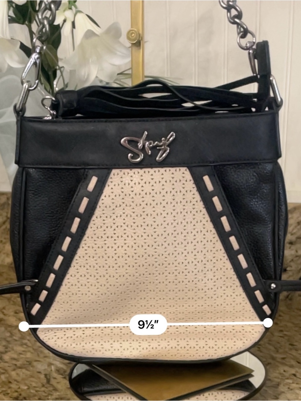 EUC Sharif Two-Tone Black & Beige Leather shoulder bag - Picture 13 of 16